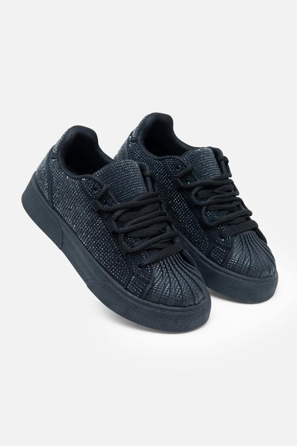 Sparkly Crystal Eternal Trainers Black, featuring available in White & Leopard