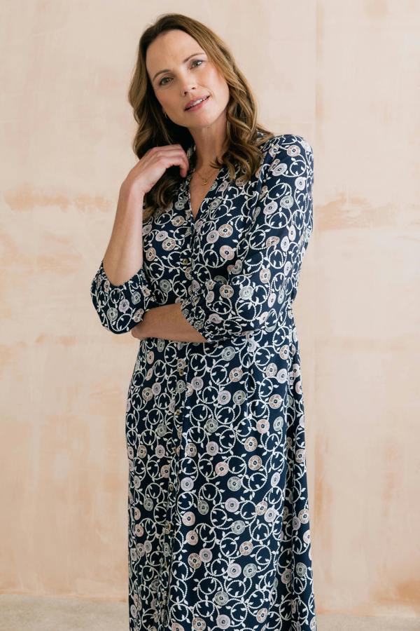 Lily & Me Leoni Printed Shirt Dress Navy