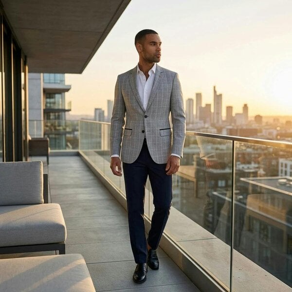 TruClothing IM11 - Men's Check Slim Fit Two-Button Blazer