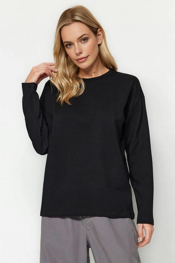 WOVCOR Thick Basic Crew Neck Knit T-Shirt
