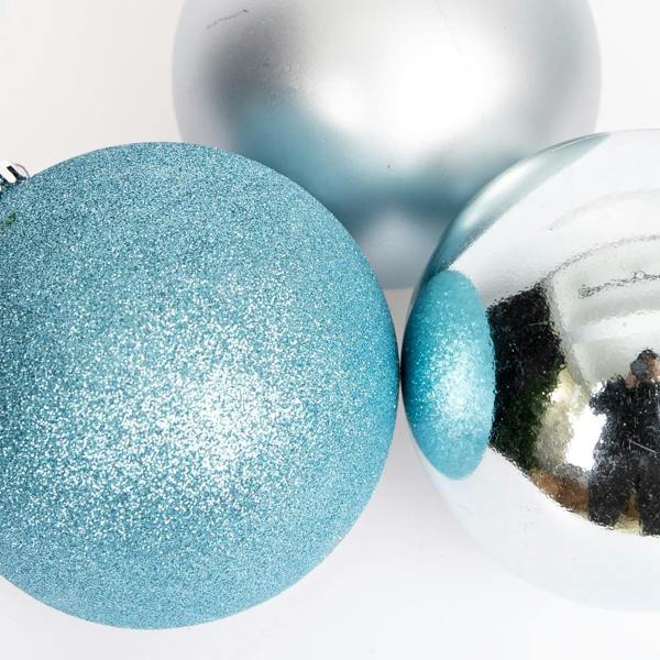 Shatchi 15cm Christmas Baubles Shatterproof Light Blue Set of 3 Tree Decorations
