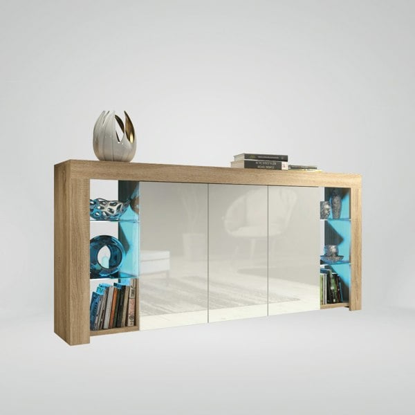 Mex Furniture Exclusive 164cm Modern Sideboard TV Unit Display Cabinet Cupboard High Gloss Doors