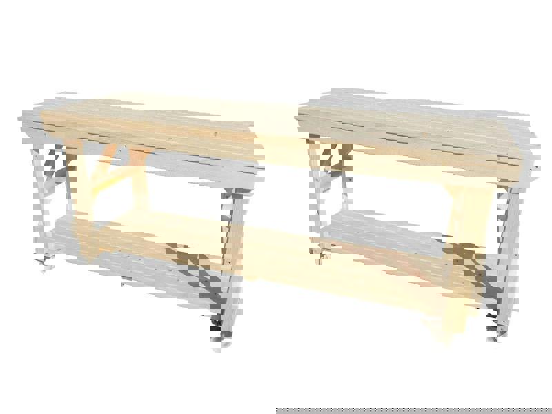 Acorn kiln-dried wooden workbench with heavy-duty swivel wheels for easy mobility ideal for workshops and garages