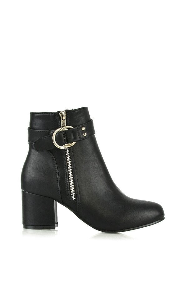 XY LONDON Mid Block Heel Ankle Boots - Black