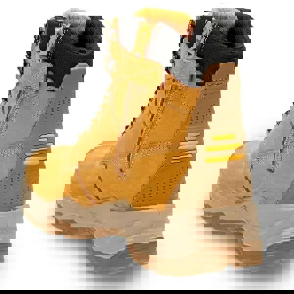 DeWalt Jamestown Men's Zip Up Safety Work Steel Toe S3 Ankle Boots, tan leather work boots with zip closure and rugged sole.