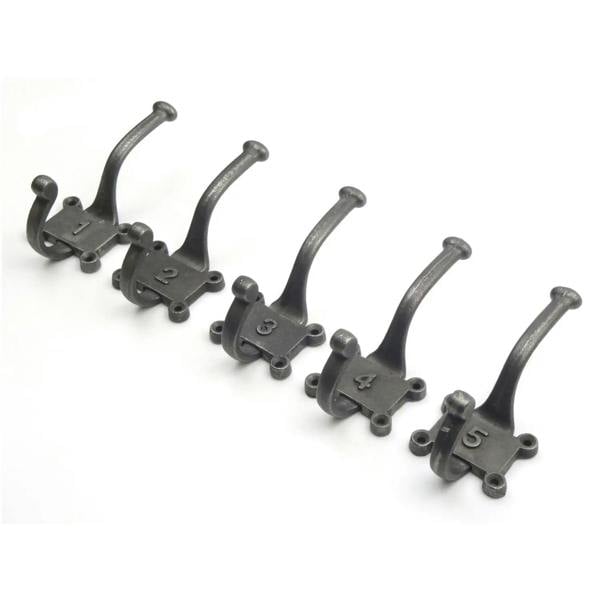 Antique Cast Iron Two Part Numbered 1-5 Coat Hooks 125mm - Pack of 5