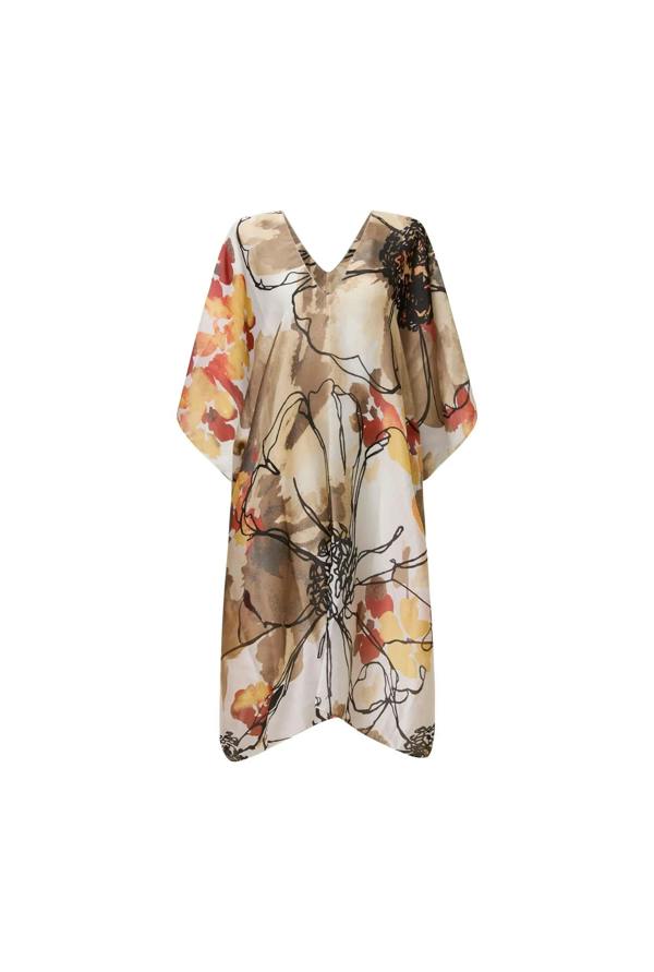 James Lakeland Beige Floral Sketch Kaftan