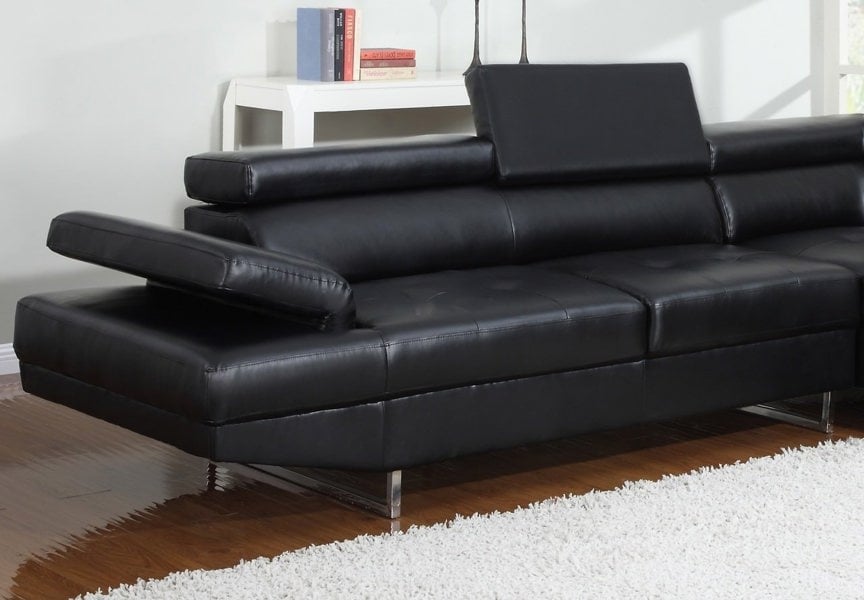 SQUAREBOXX Fidenza Leather Corner Sofa in Black