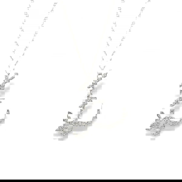 Say It With 1 Inch Winged Full CZ Stones Initial Necklace - Sterling Silver