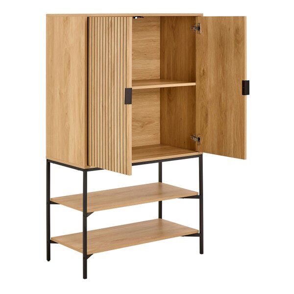 Wyld Haus Jaipur Cabinet 2 Doors 3 Shelves With Oak Lamella Front