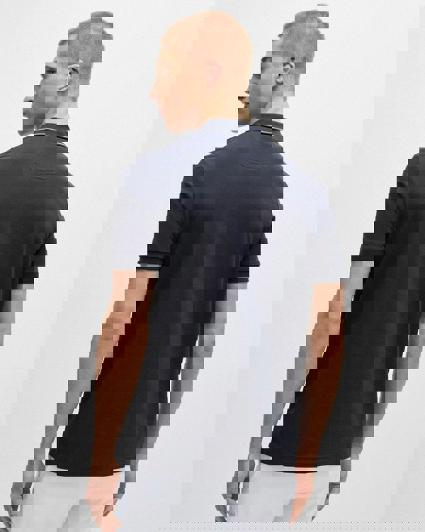 BOSS Green Paule 4 Mens Tipped Collar Polo Shirt NOS - Dark Blue 402