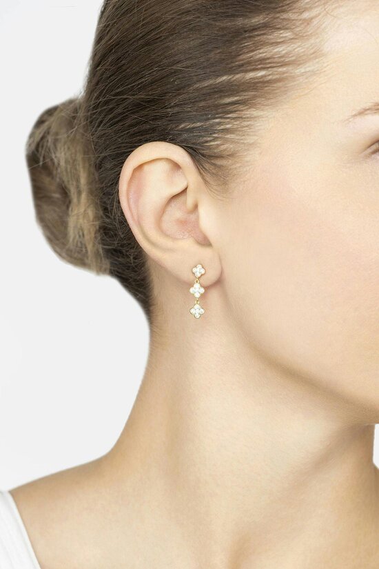 Latelita Mini Triple Clover Drop Earrings Gold