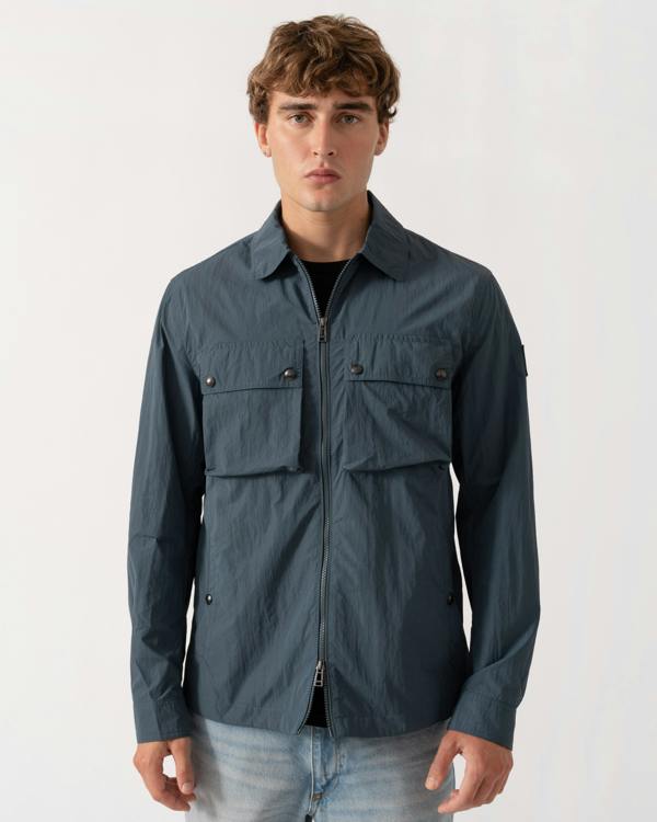Man wearing Belstaff Mens Tourer Overshirt - Petrol