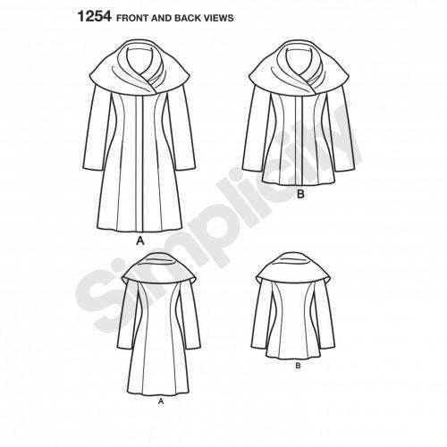 Simplicity Sewing Pattern 1254, Coats for Women, D5 (4-6-8-10-12) - Intermediate