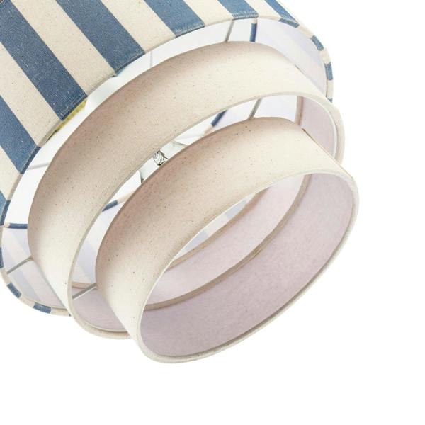 Modern Three Tier Pendant Light Shade with Dusty Amparo Blue Stripes Image 5