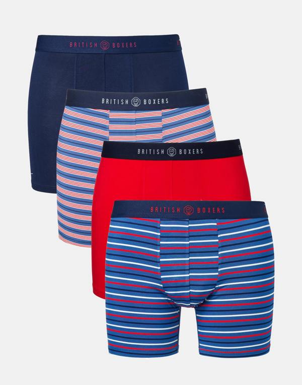 British Boxers Multipack! 4 Pairs of Men's Bamboo Stretch Trunks – London