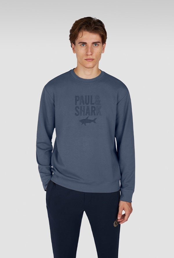 Paul & Shark Embroidered Logo X-Soft Fleece Cotton Sweatshirt