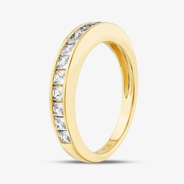 T. H. Baker Silver Gold Plated Cubic Zirconia Half Eternity Ring S2077Y