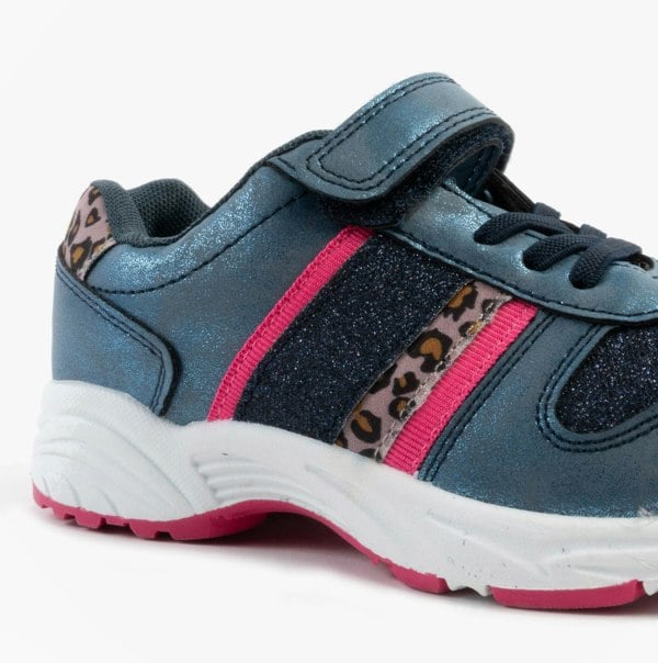 DEK PACIFIC Girls Elasticated Touch Fasten Trainers Metallic Blue/Ocelot