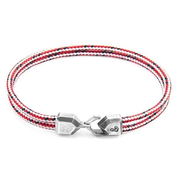 Anchor & Crew Red Dash Cromer Silver and Rope Bracelet (End Youth Homelessness)