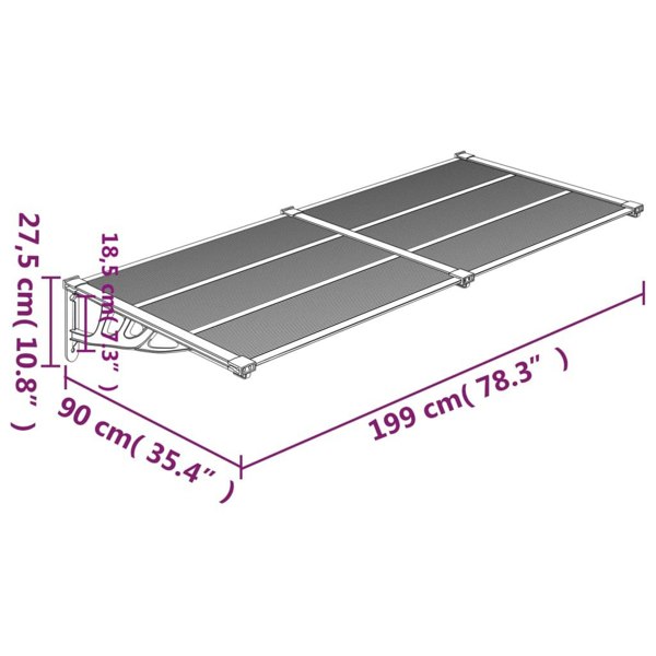 Berkfield Door Canopy Black and Transparent 199x90 cm Polycarbonate