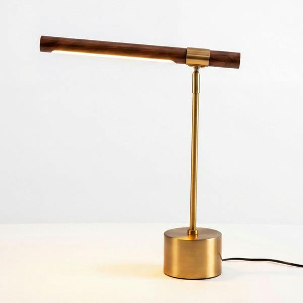 Angel Cerdá Table lamp in walnut-effect steel and polished gold steel 8122
