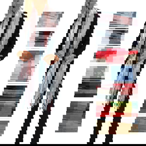 Paulo Due Wool Blend Pashmina Scarf With Floral Details