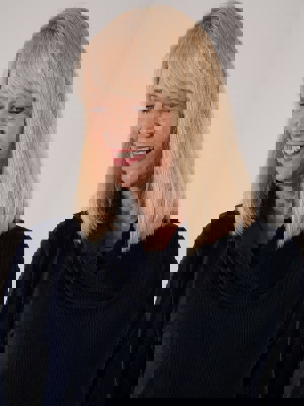 PennyPlain Ribbed Velour Cowl Neck Top- Navy