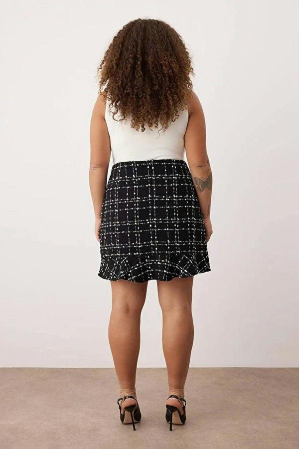WOVCOR Tweed Checked Mini Woven Plus Size Skirt