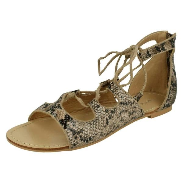 Spot On Ladies Spot On Snake Print Flat Sandals