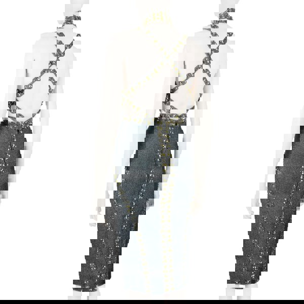 Herve Leger luxurious form fitting dress in a shimmering gunmetal tone