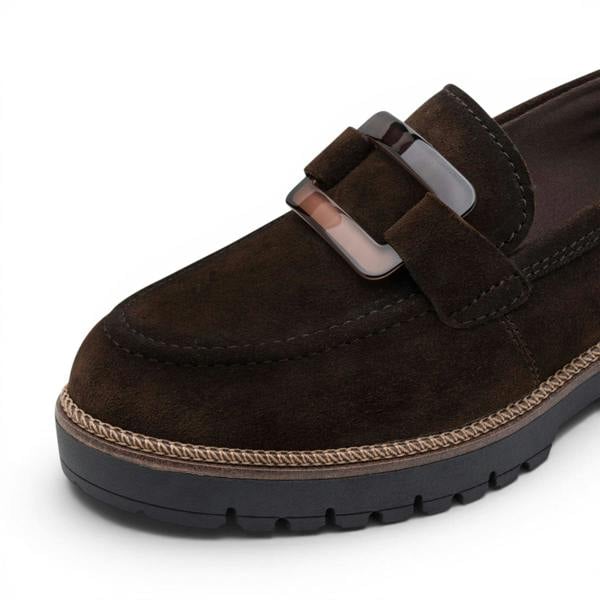 Tamaris Women's Brown Suede Leather Loafer Casual Shoes - 24722-43