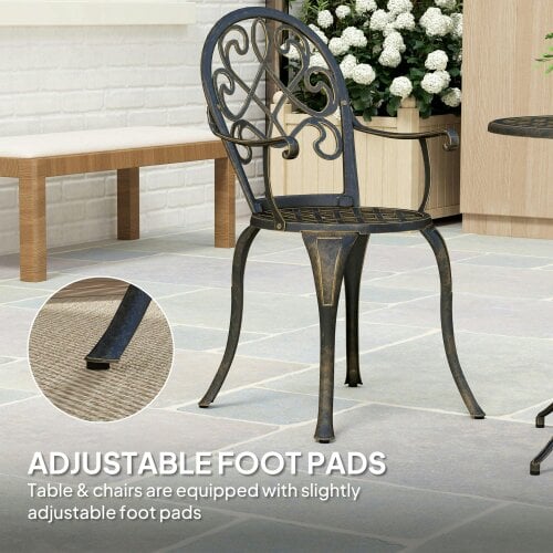 Wyld Haus Ziraro Aluminium Bronze Tone 3 Piece Elegant Garden Bistro Set