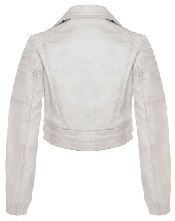 Womens Brando Cropped Leather Jacket-Longtown - Upperclass Fashions 