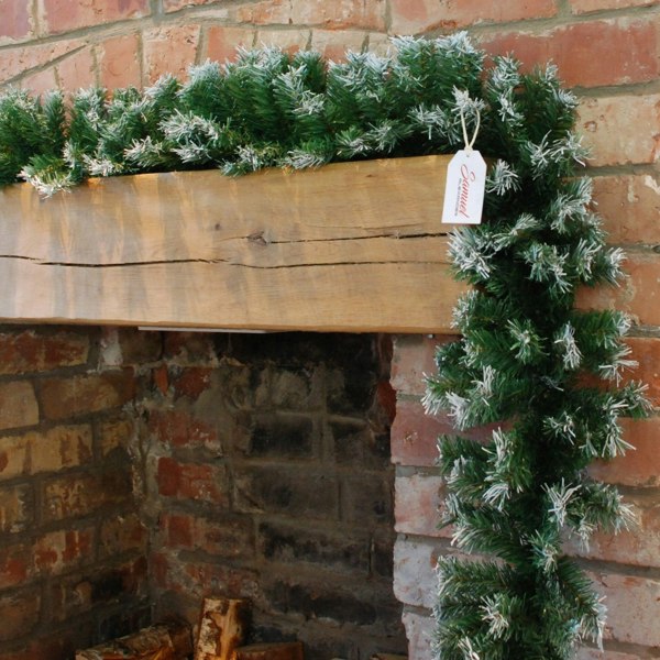 Samuel Alexander 270cm (9ft) x 25cm Snow Tipped Green Christmas Garland Decoration for Stairs, Fireplaces, Wall, Door