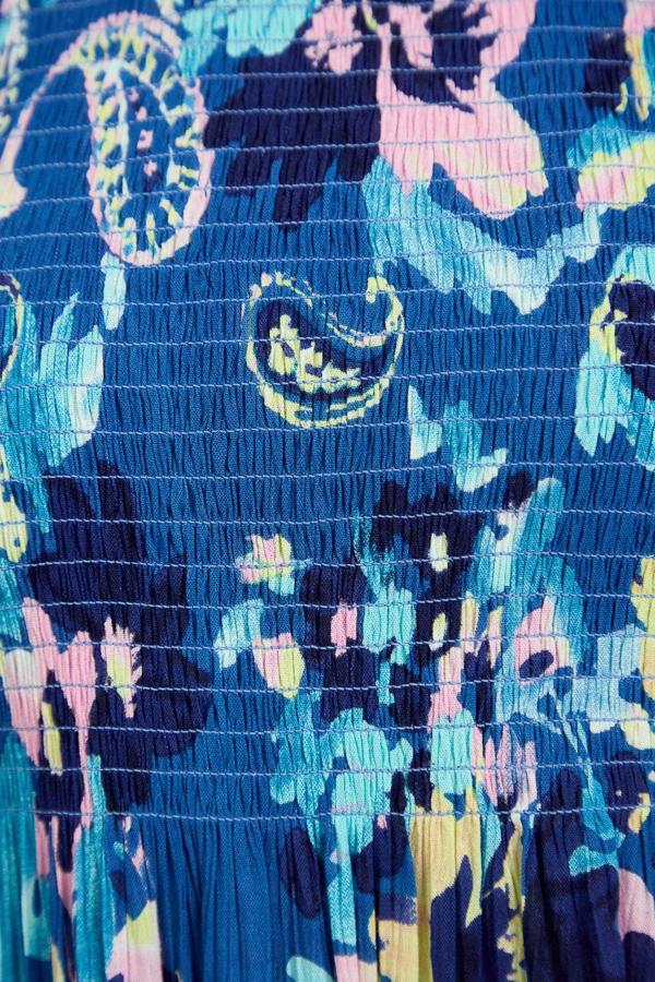 Mudflower Paisley Print Shirred Bodice Dress