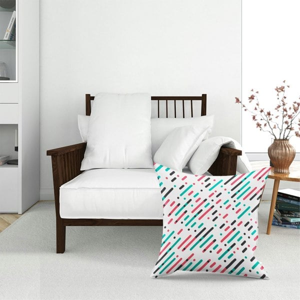 Warren Reed Overlapping Coloured Diagonal Lines Floor Cushion