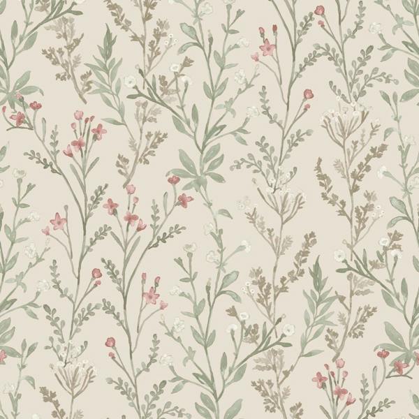 Grandeco Boutique Spring Leaf PVC-free Eco Wallpaper, Soft Pink