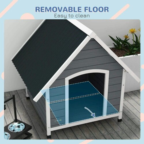 Bobobiy Outdoor Dog Kennel, Wooden Dog House, with Removable Floor, Anti-Corrosion Wood, for Large Dogs, 106.5H x 110W x 98Dcm