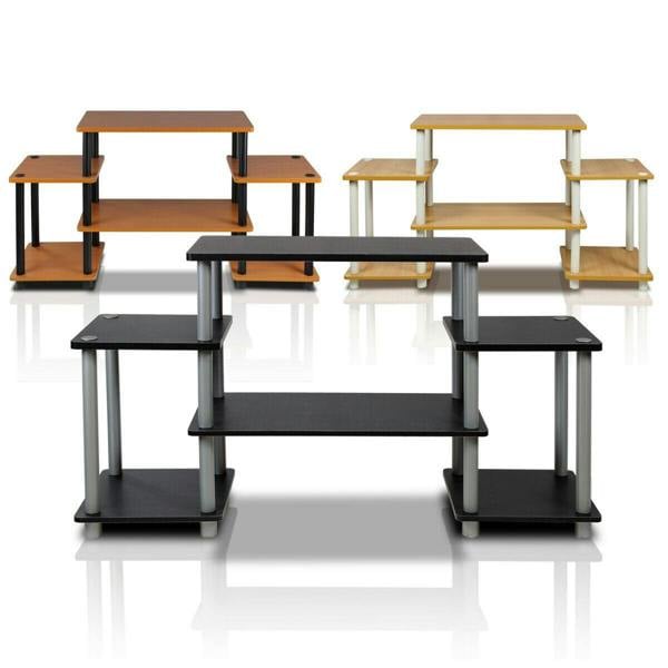 WALPLUS Modern Furniture Piece for Stylish and Functional Home Use | 11257BK/GY Turn N Tube No Tools Entertainment Center, Black/Grey