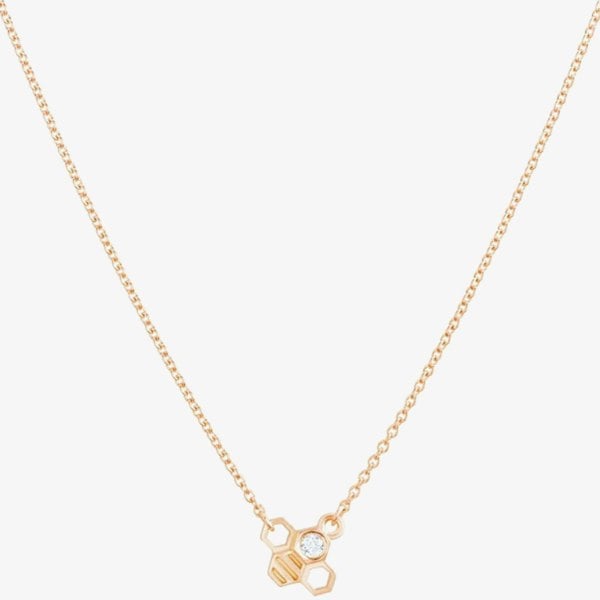 T. H. Baker Rose Gold Plated Cubic Zirconia Tiny Bee Necklace BF1-RGP-CZ