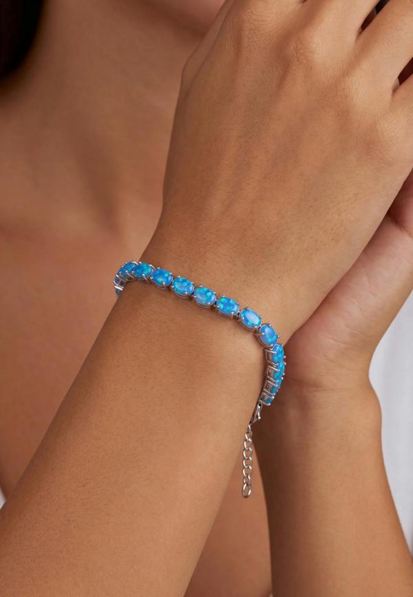 Latelita Blue Opal Tennis Bracelet Silver