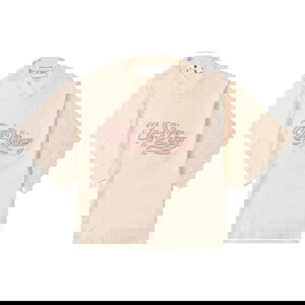 Off-White Embroidered Baseball Logo Crop Tee Beige XS
