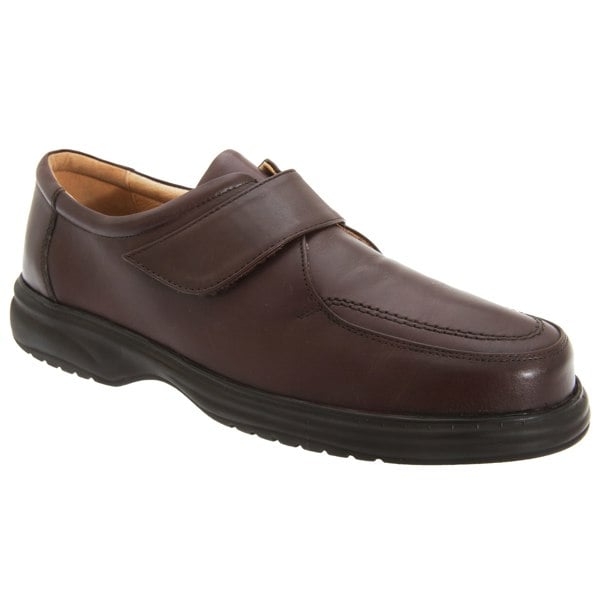 Roamers Mens Superlite Wide Fit Touch Fastening Leather Shoes - Brown