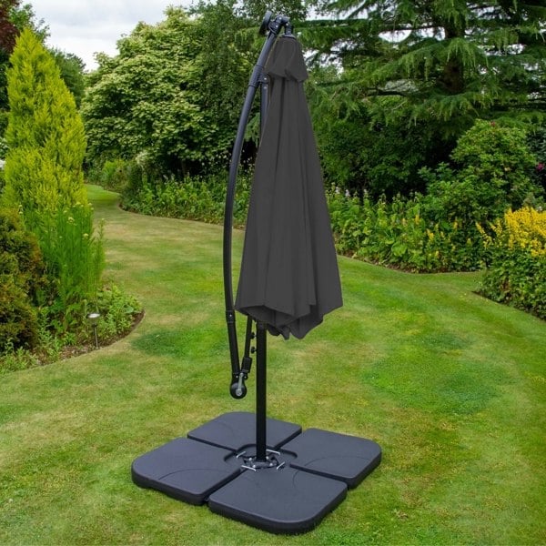 Monstershop Grey 3m LED Cantilever Parasol & Plain Base