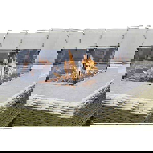 DS Living Malibu 6 Seater Rattan Firepit Dining Set Garden Furniture - Light Grey