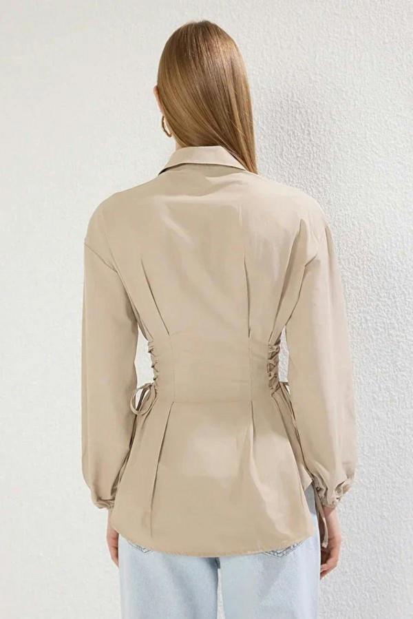 WOVCOR Woven Shirt with Waist Tie Detail