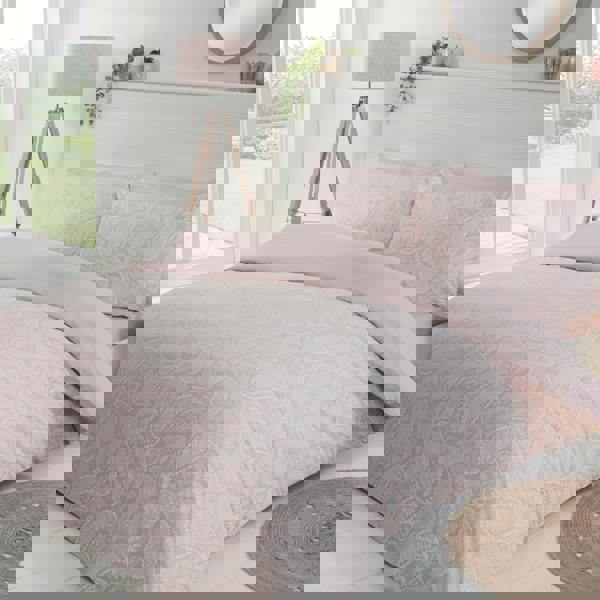 Paisley Paste Duvet Cover With Pillowcases - Blush Pink