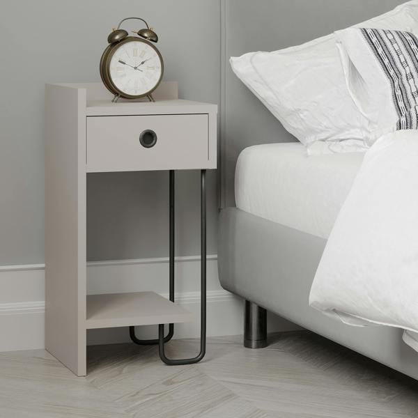 Decortie Sirius Modern Bedside Table with 1 Drawer Open Shelf Left Module Width 32cm