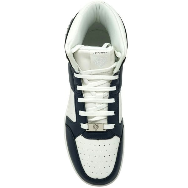 Plein Sport Hi-Top Bold Brand White and Navy Sneakers